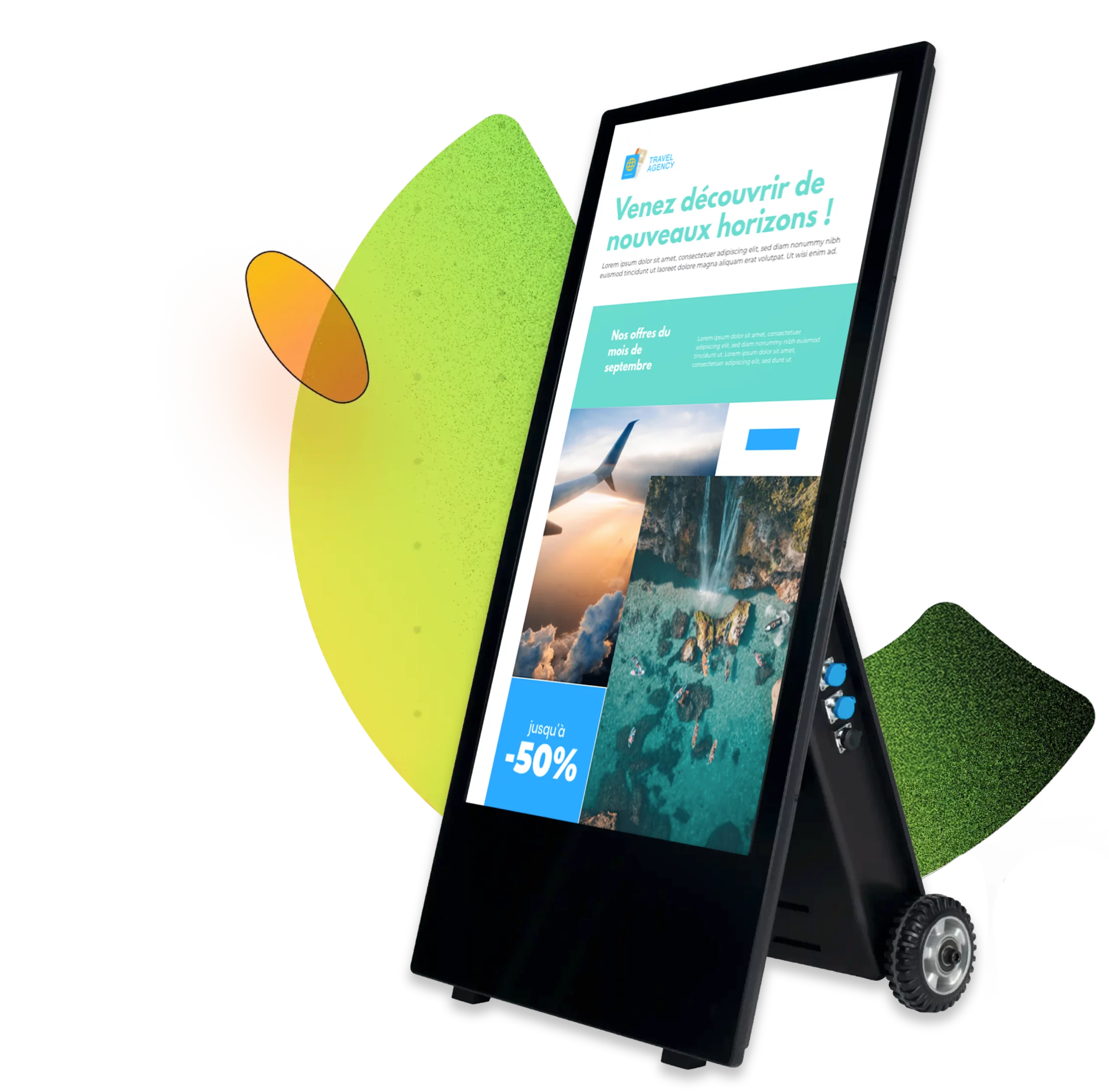 Présentation du chevalet numérique pour l'affichage dynamique PRO DISPLAY, secteur d’activité tourisme